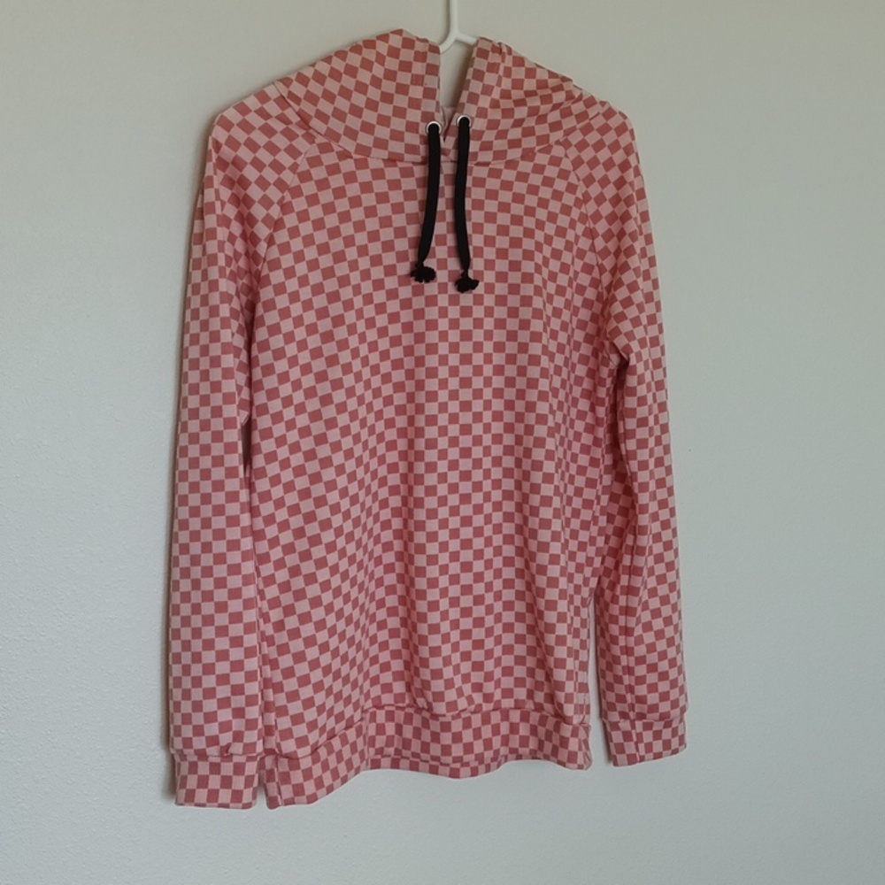 Checkered hoodie in a size medium.